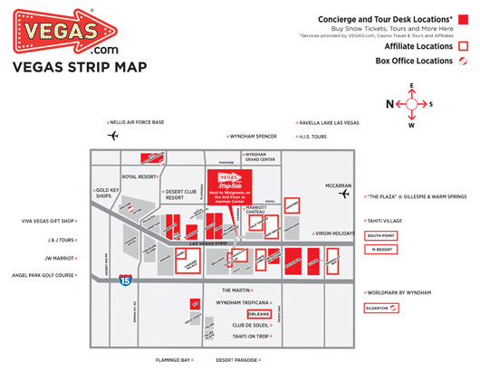 VEGAS.com Concierge Locations Vegas.com Concierge Locations map