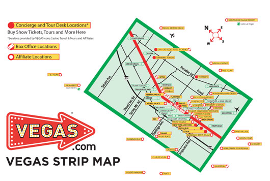 Vegas.com Concierge Locations map