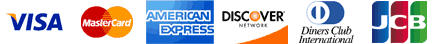 Visa, Mastercard, American Express, Discover, Diners Club International, JCB