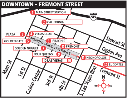 vegas hotel map. Downtown Las Vegas Map