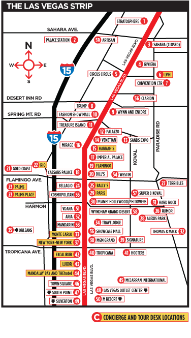 Studentdrivers Las Vegas Hotels On The Strip Map
