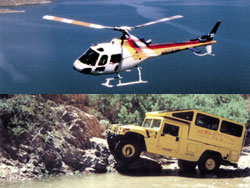 Rebel helicopter and hummer