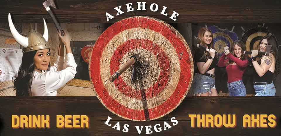 Axe throwing lanes at Axehole Vegas on Fremont Street, Downtown Las Vegas