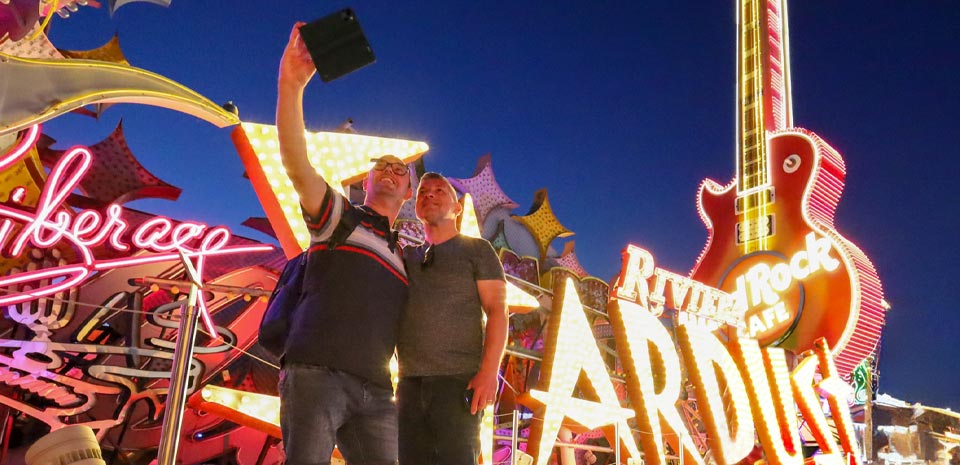 Big Bus Neon Museum Night Tour boneyard vintage signs Las Vegas