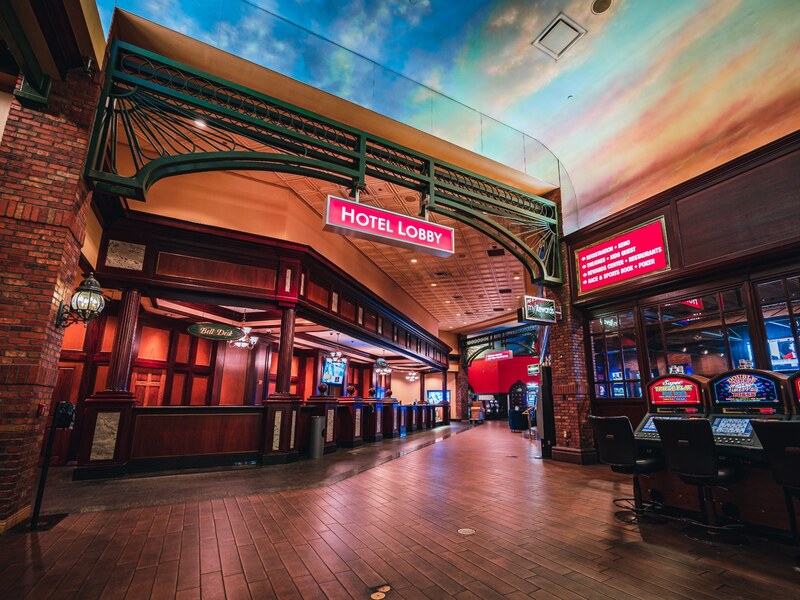 The hotel lobby at Boulder Station Casino.