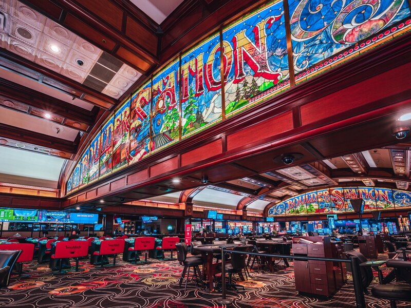 Table games on the Boulder Station casino floor.