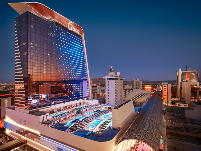 Circa’s Stadium Swim - Adults Only (21+) - A stunning aerial view of Circa's Stadium Swim pool complex