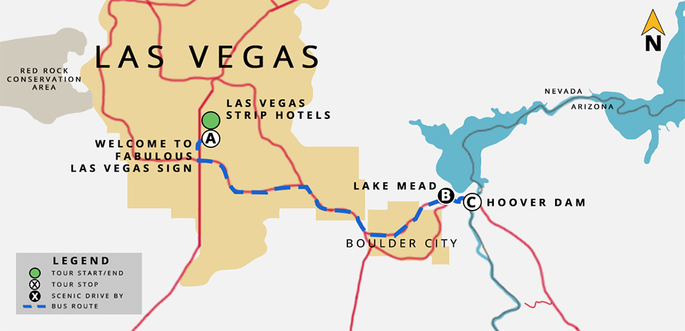 Hoover Dam Express Bus Tour - Route Map - Hoover Dam Express Bus Tour
