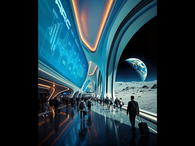 Interstellar Arc - Walk through HEXO Spaceport 1 to board virtual transport to the planet Arcadia