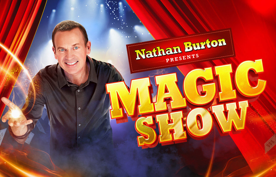 Magician Nathan Burton on stage at his theater on the Las Vegas Strip