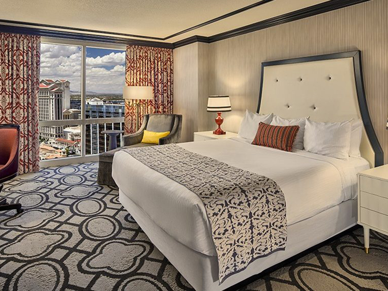 PARIS LAS VEGAS - Room With Great View! King Burgundy End Hallway