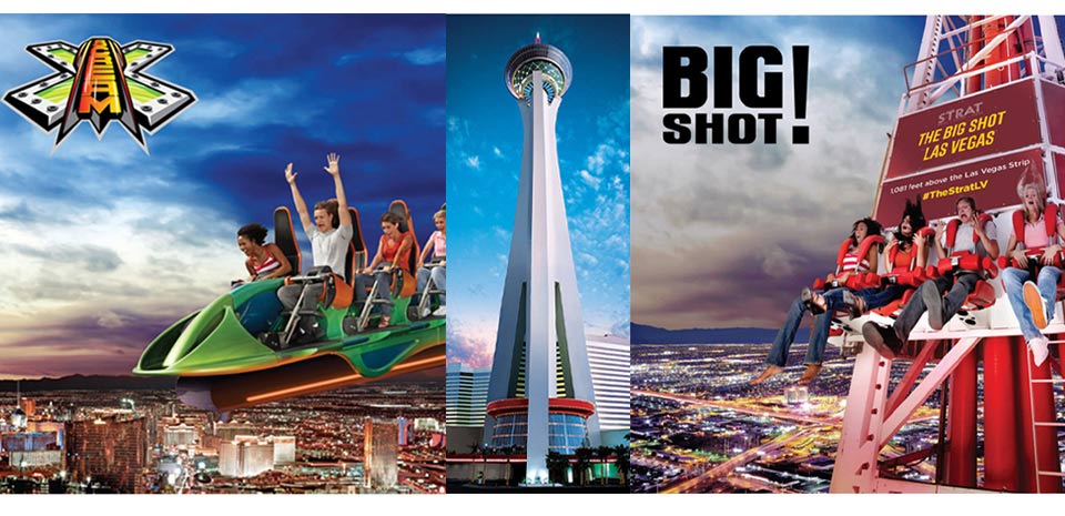 STRAT Tower observation deck and thrill rides Las Vegas