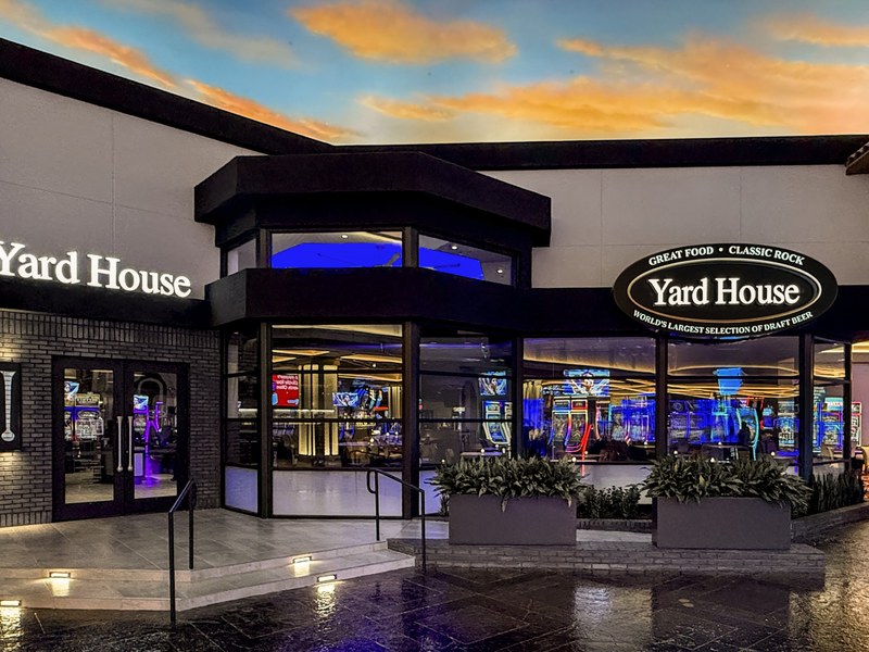Yard House at Sunset Station welcomes diners with its recognizable storefront and a casual setting just steps from the casino action.