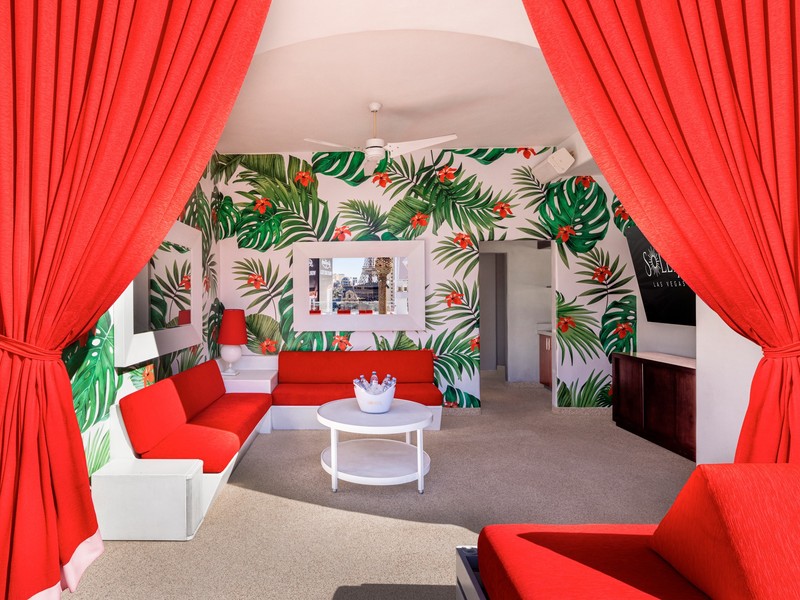 Inside a spacious private cabana, guests can relax in comfort while enjoying exclusive poolside amenities and VIP service.