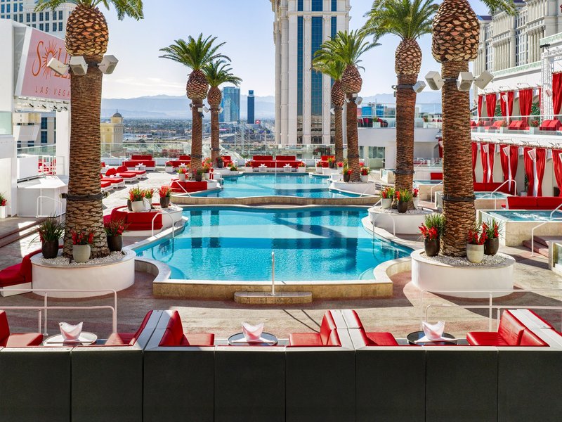 Take in panoramic views of Soleia's expansive pool deck, complete with private cabanas and relaxing pools.