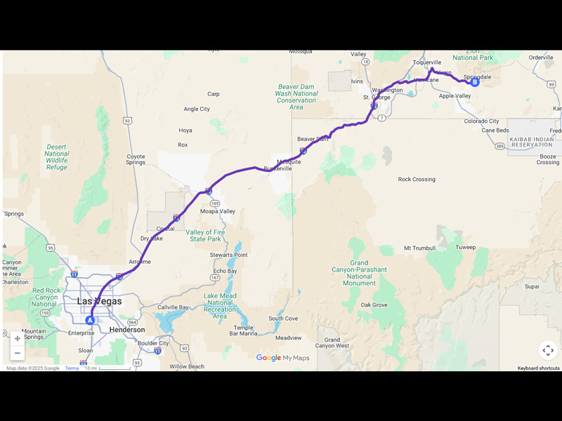 Zion National Park Tour - Tour Map - Zion National Park Tour